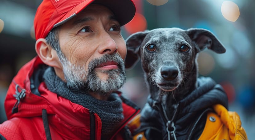 Greyhound dog with its vet . Source: Midjourney 